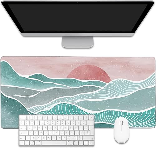 Miniatura 12 de Alfombrilla de mouse con diseño de peonías vintage para escritorio, base antideslizante y borde cosido, alfombrilla de mouse extendida para oficina