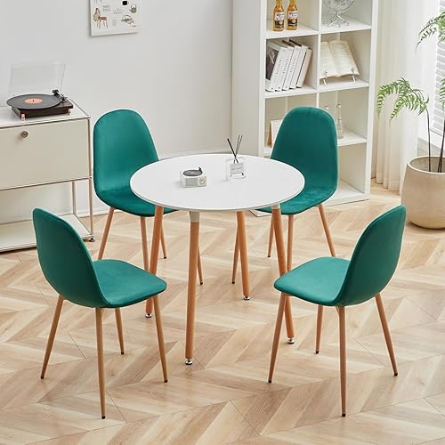 Miniatura 3 de Juego de 4 sillas de comedor de terciopelo, sillas de comedor modernas de mediados de siglo, sillas de cocina cálidas, sillas decorativas con patas