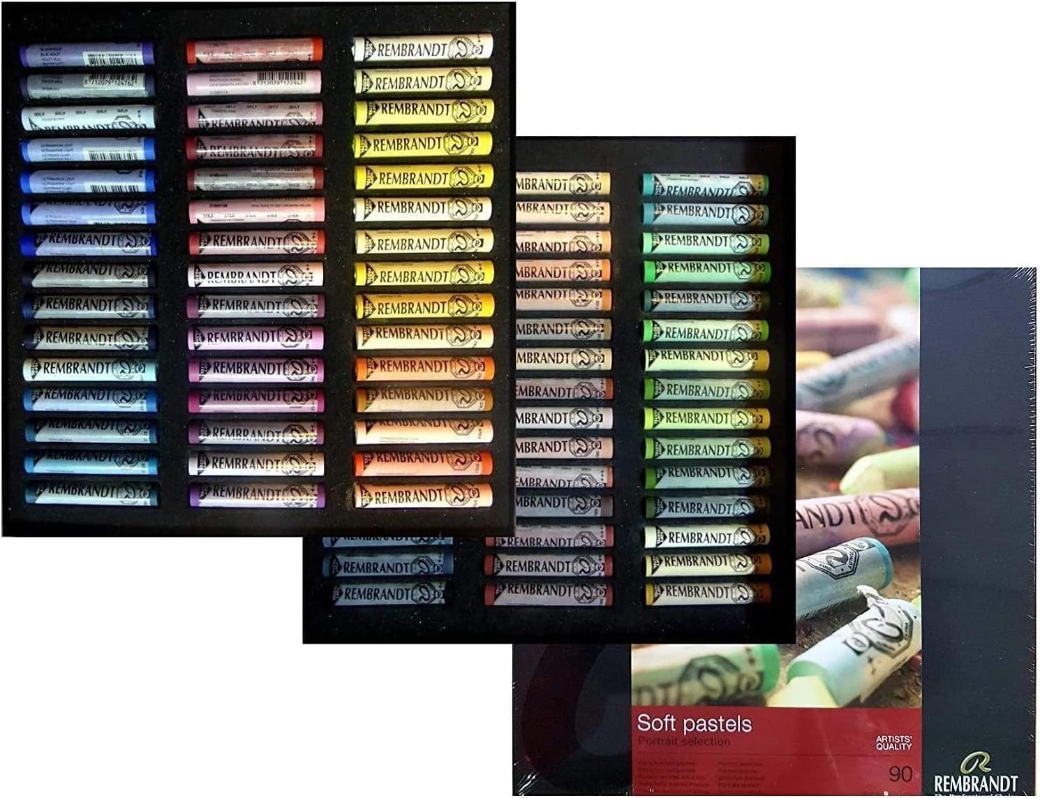 Rembrandt REMBRANT Ensemble de Pastel secs Sticks 90,Selection Portrait Set, Coffret 90pcs et 1 cartes postales