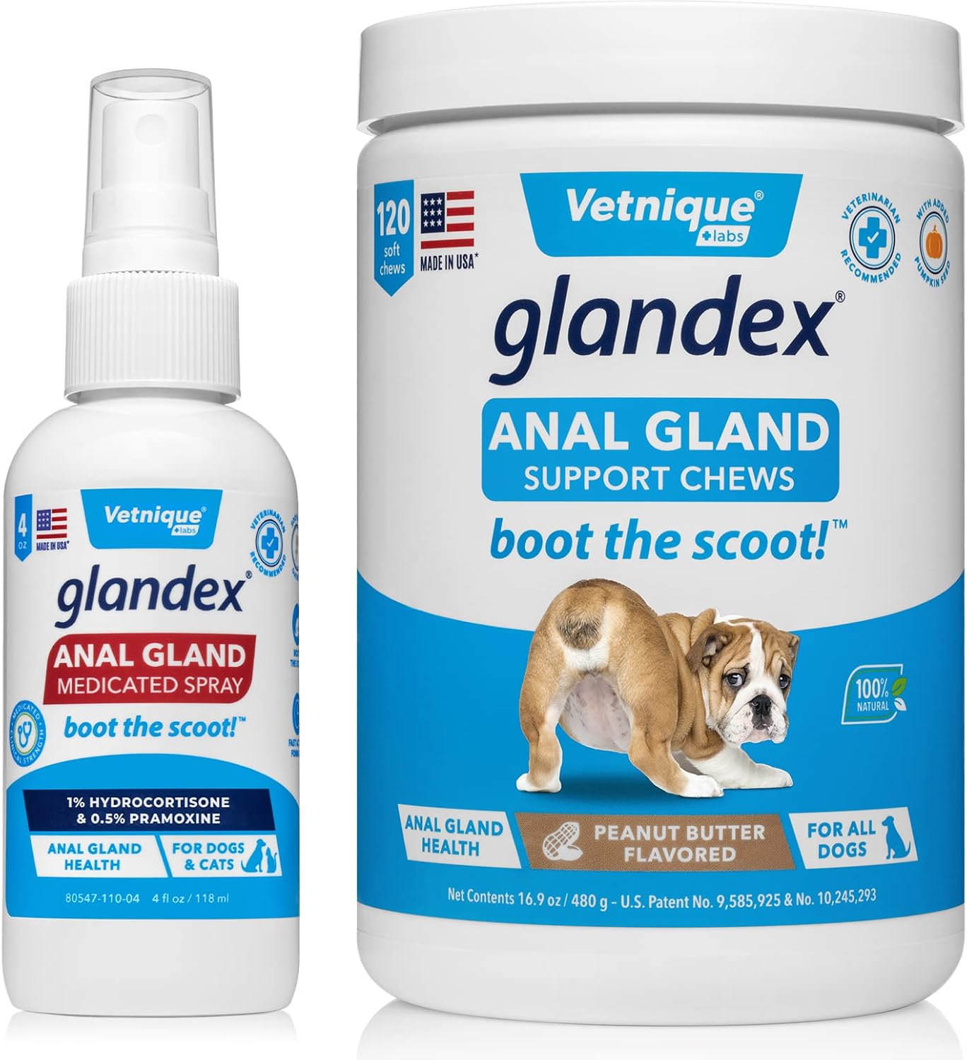 Glandex Anal Gland Medicated Spray for Dogs & Cats (4oz) and Glandex Anal Gland