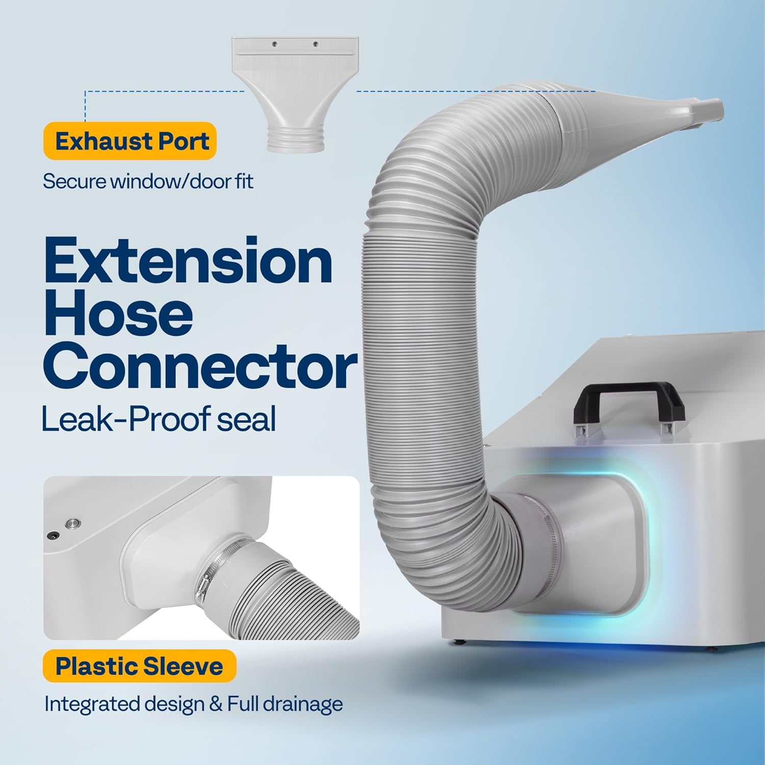 Close-up of the exhaust hose securely connected to the VIVOHOME Airbrush Paint Spray Booth.