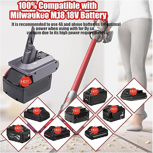 Miniatura 3 de URUN Adaptador 2 en 1 V7V8 para Milwaukee M-18 18V Batería Convertir a Dyson V78 Aspiradora de mano Batería Compatible con V78 Animal V78 Absolute
