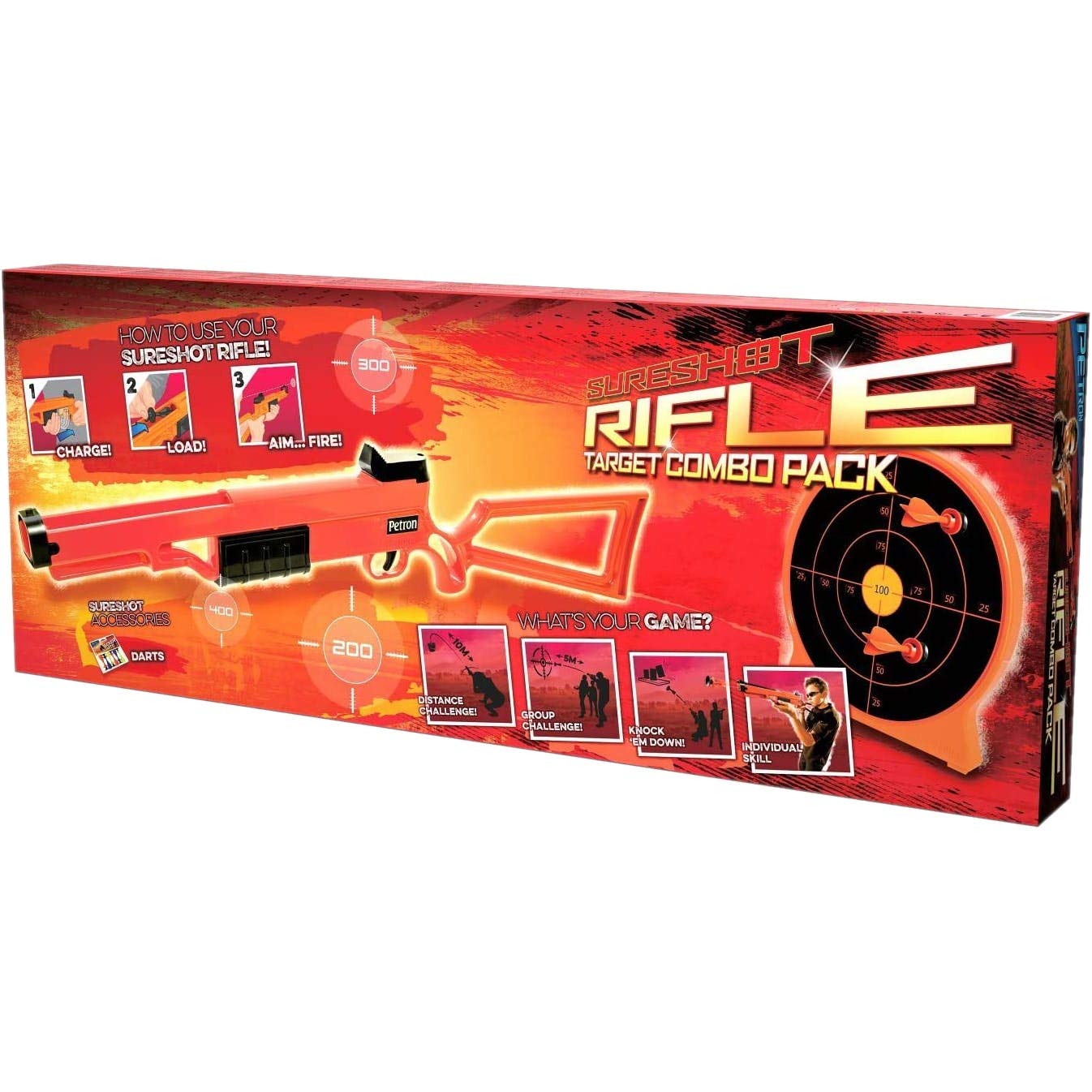 Petron SURESHOT Combo Pack Kinder Pump Action Gewehr + Zielscheibe, orange/schwarz (1 Set)