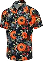 Vista 29 de SheLucki - Camisa hawaiana para hombre, unisex, de manga corta, con botones, para la playa y el verano, ropa casual estampada con sombra de palmas