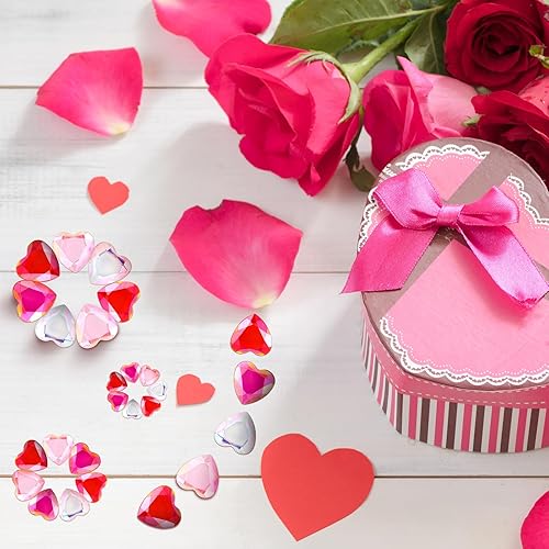 Vista 26 de Chuangdi 516 calcomanías de diamantes de imitación de corazón, acrílicas, gemas de corazón, gemas de cristal, autoadhesivas, parte trasera plana