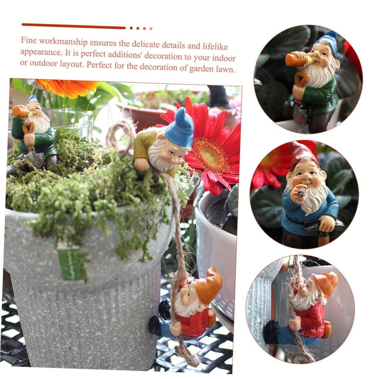 Estatua para Exteriores Estatuas de Resina gnomo jardín, 4 Uds., gnomos Plantas, Hadas Decoración de jardín