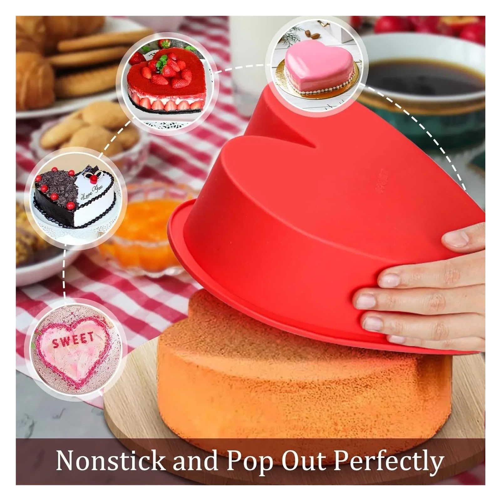 2 moules à gâteau en forme de cœur silicone 10 pouces pour Créer des Gâteaux