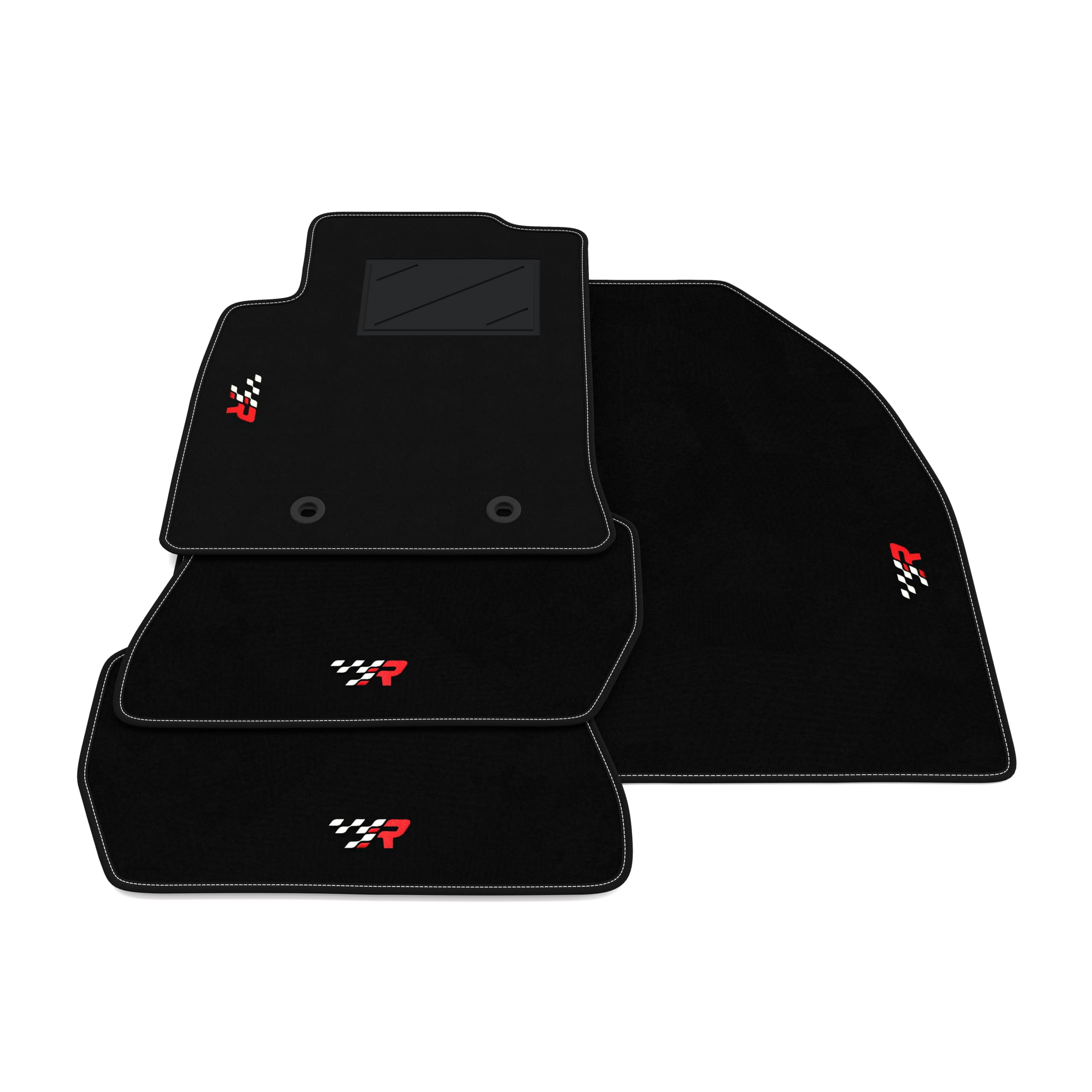Set de Tapis de Voiture compatibles avec Ford Fiesta Mk6.5 2005-2008 | Tapis sur Mesure en Moquette, Broderie R Racing, sur Mesure