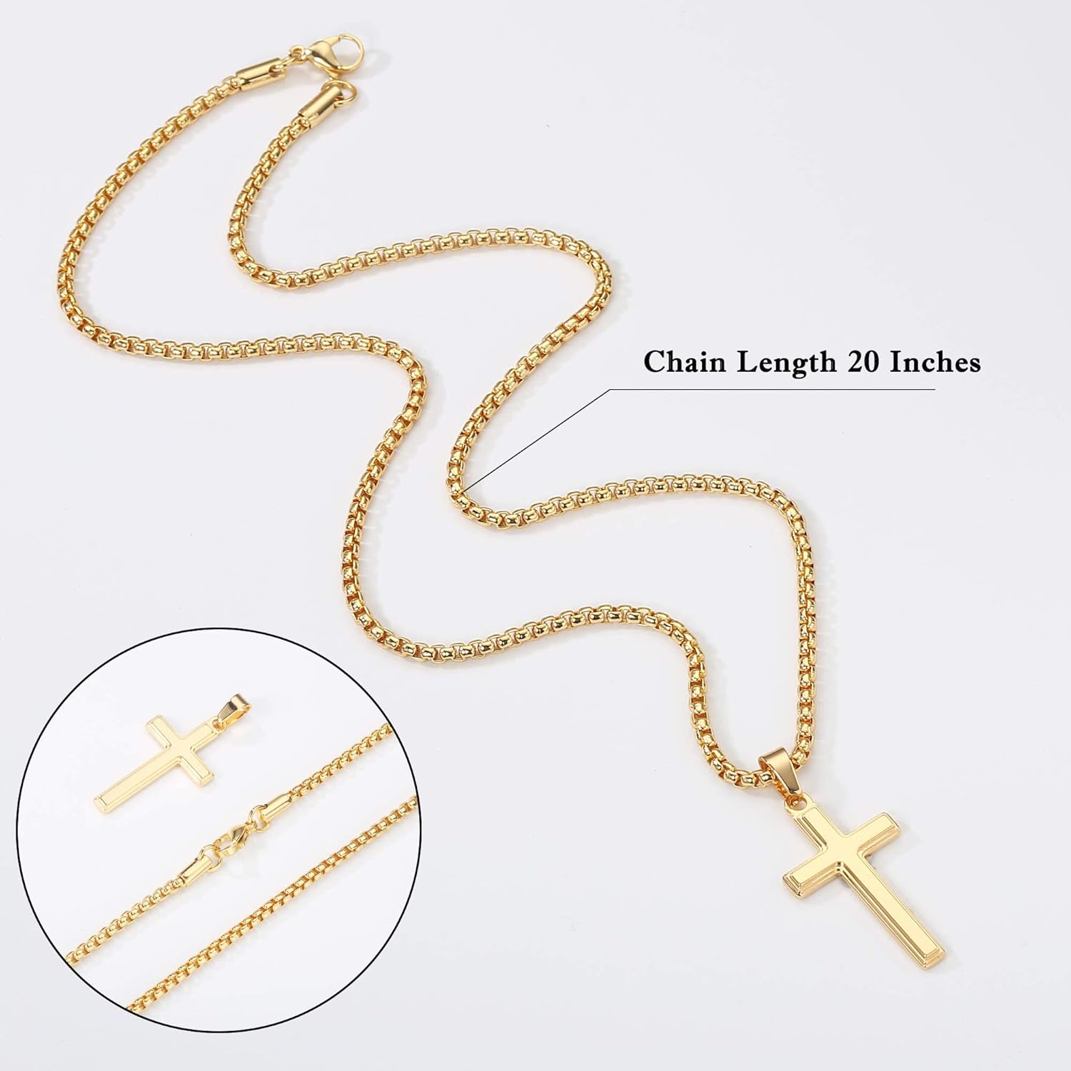 Gifts for Men - Cross Necklace Gifts for Men, Black/Gold/Silver Cross Necklace Stainless Steel Cross Necklace for Men Gifts Dad Son Birthday Gifts for Dad Son Husband Necklace for Men - Image 6