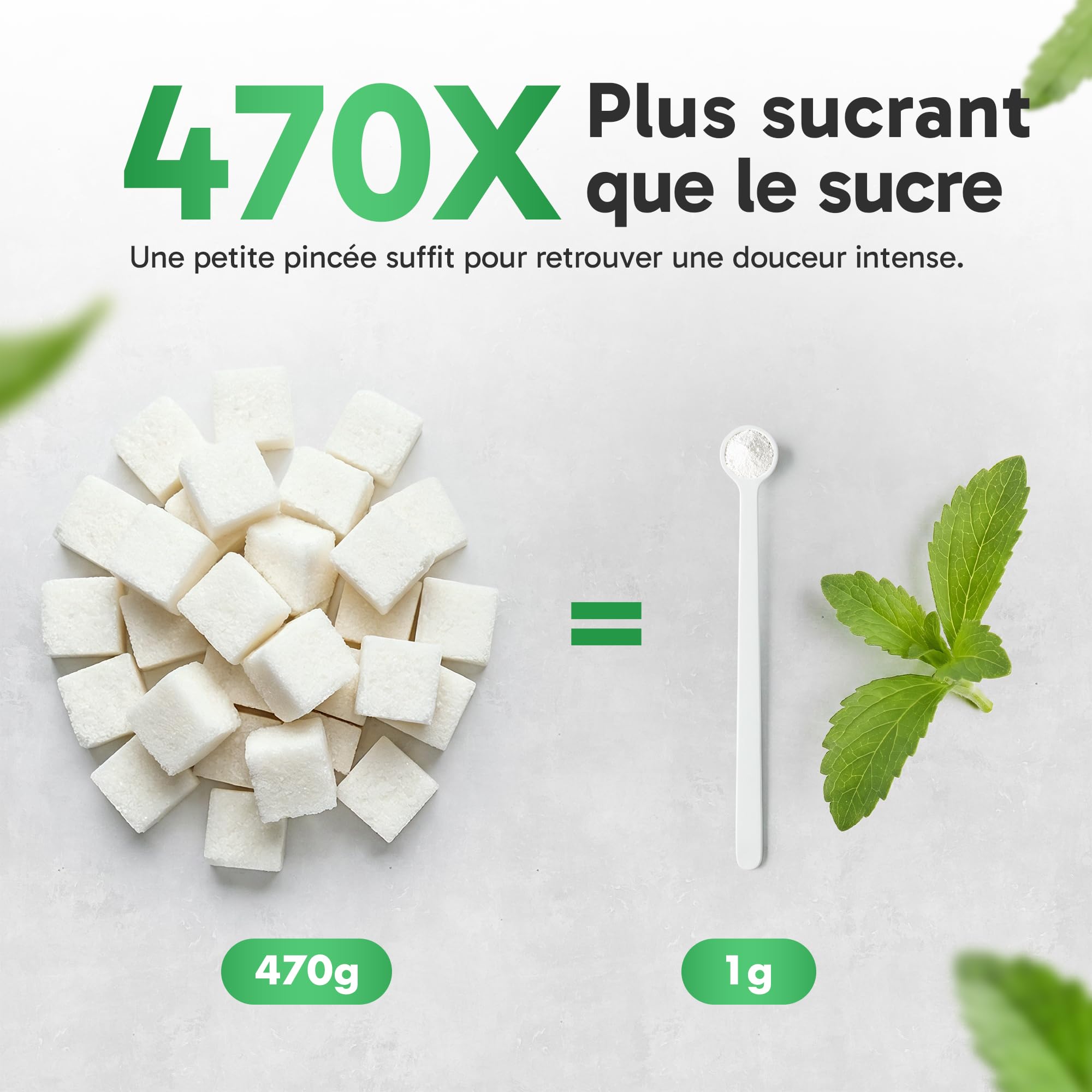 Poudre de Stévia Ultra-Concentrée (100g) | RebA-98 Pur à 98% | 470x Plus Sucrant que le Sucre