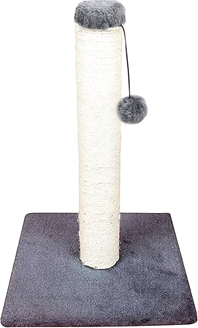 Ziya Shines Cat Scratcher | Cat Scratching Post with Hanging Ball | 40 cm Scratching Post Activity Center Sisal Rope Covered Soft Smooth Plush (Square Base) (ZS40)