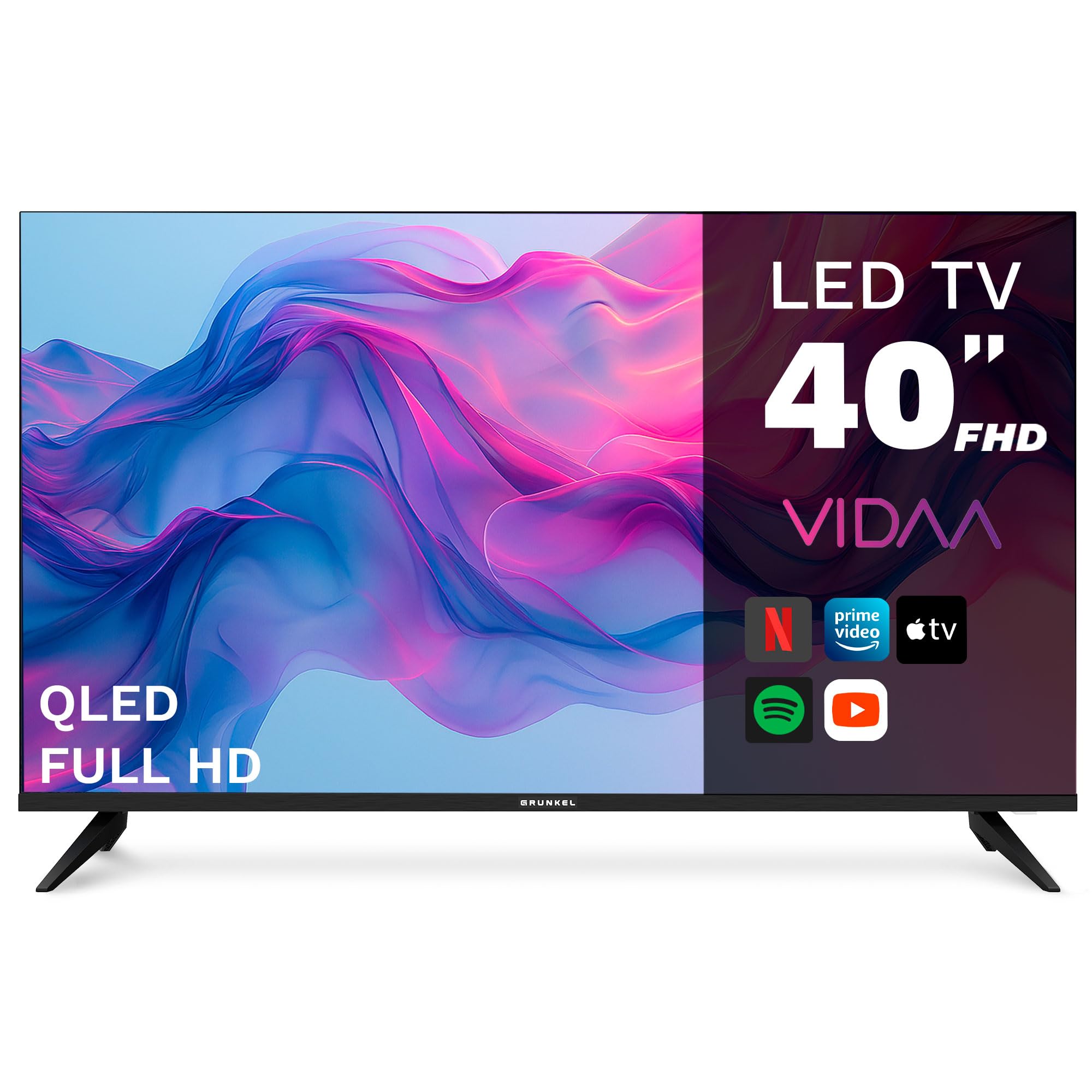 Grunkel QLED-4026VD Smart TV QLED 40” Full HD | Sistema VIDAA | TDT2 + Satélite HD | WiFi | USB Grabador | 3 HDMI | Sonido 20W