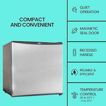 Koolatron Refrigerator - Mini Fridge With Freezer For Kitchen, Bedroom, Office, Dorms, Cool Storage For Wine, Beverages, Compact Free Standing, 1.6 Cubic Feet Capacity, White