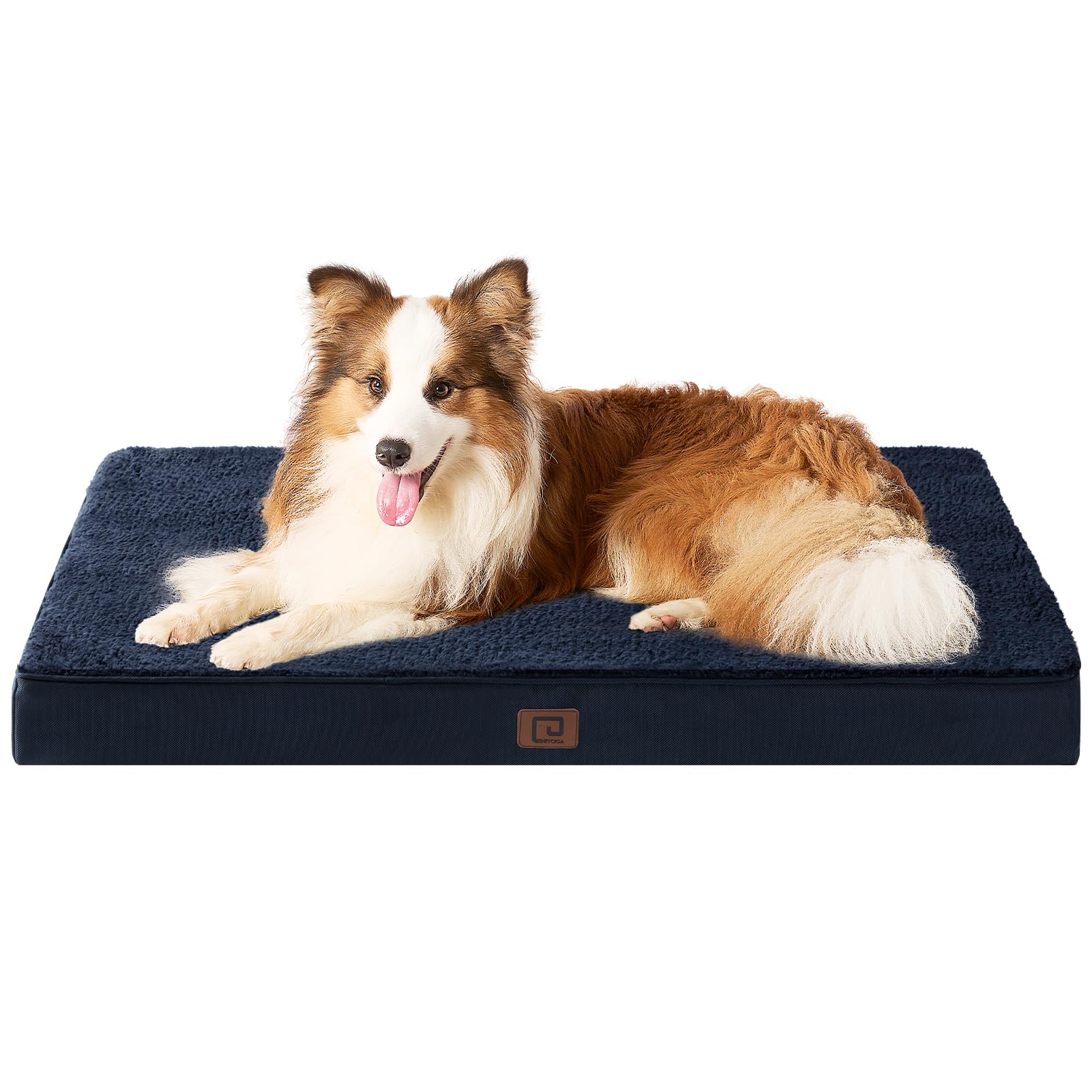 EHEYCIGA Cuccia Cane Interno Taglia Grande XL, (104L x 69W cm) Ortopedica Cuscino per Cani, Cuscino Cane Sfoderabile e Lavabile, Ortopedico Lettino per Cani, Orthopedic Dog Bed, Blu Navy