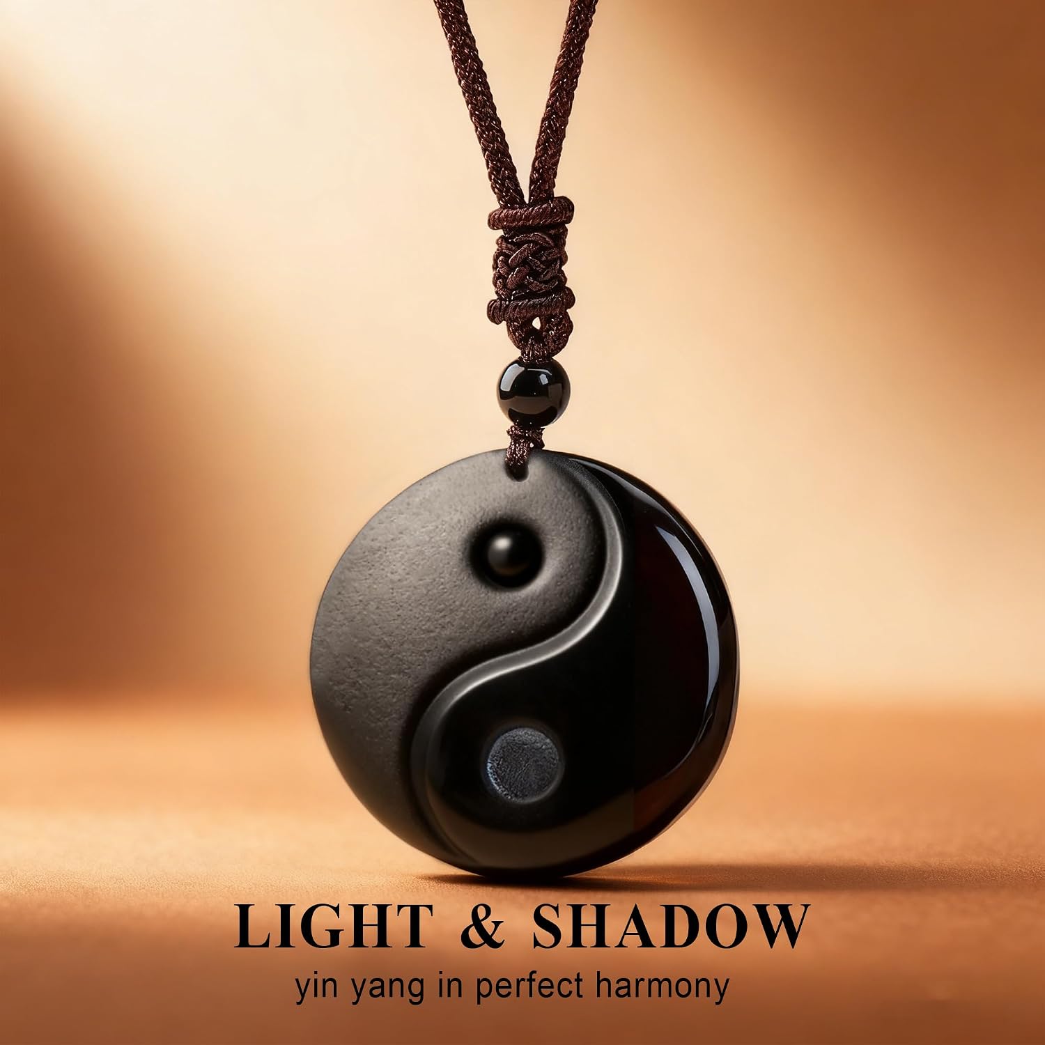 Black Obsidian Yin Yang Necklace for Men Women, Tai Chi Pendant Obsidian Balance Necklace for Releasing Negativity, Talisman Spiritual Healing Jewelry for Protection Amulet