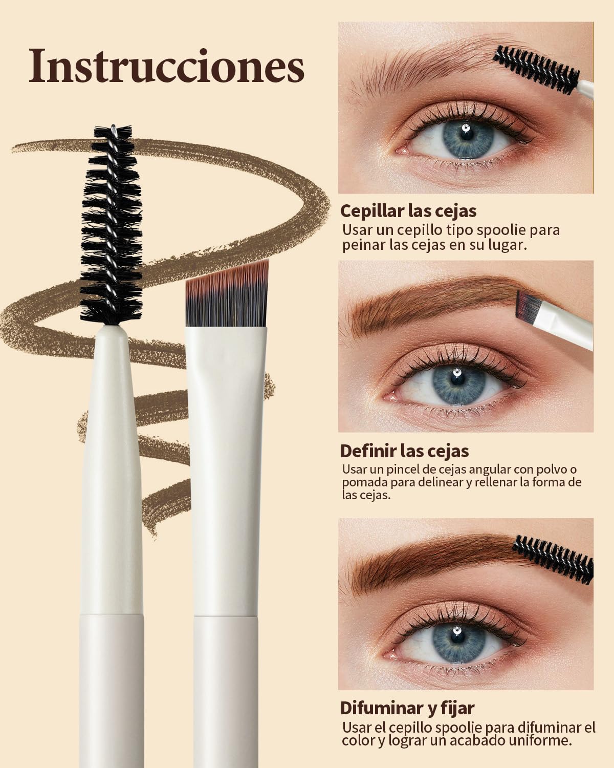 EIGSHOW Cepillo para cejas en ángulo de doble punta, para definir cejas delineador ojos pestañas, Maquillaje de Ojos