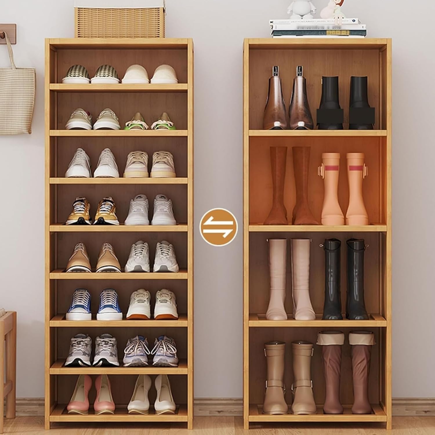 Shoe Storage Cabinet Cabinets Hallway Slim Cupboard Cupboards Hallways Slimline，Slim Bamboo 11-Tier Vertical Shoe Rack with Breathable Door - Space-Saving Entrywayfor Wardrobe & Cabinet Stor