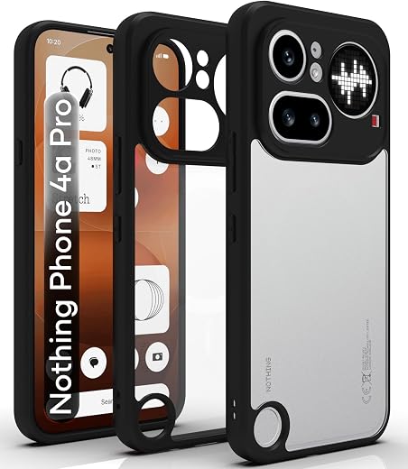 RIGGEAR Shockproof Sleek Hybrid Armor Back Cover Case for Nothing Phone 4a Pro 5G (Clear PC + Black TPU Bumper)