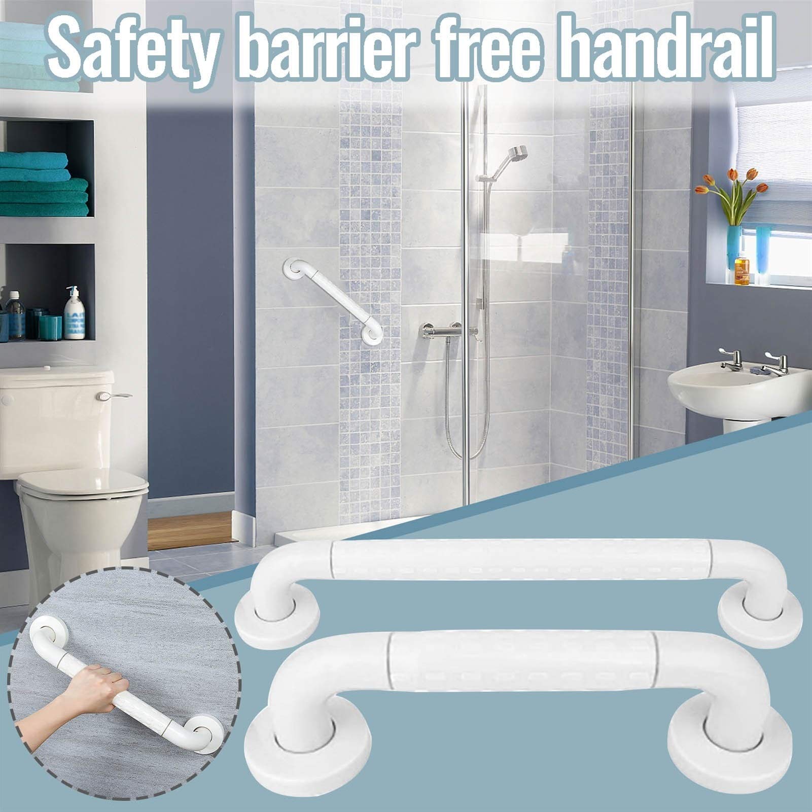 Barra de Agarre Antideslizante de 30 cm para Ducha con Ventosa Resistente, pasamanos y Barras de sujeción para baño, Accesorios de baño (B).