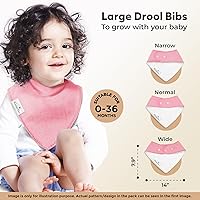 Vista 4 de Drool Bibs for Babies – Organic, Unisex, Soft Absorbent Teething Bibs with Adjustable Snaps