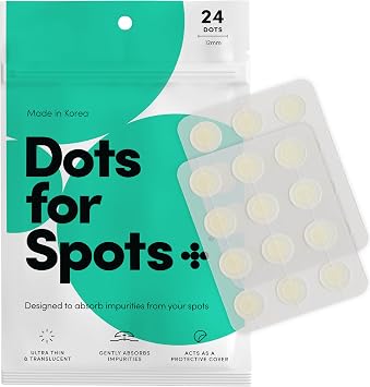Dots for Spots Patches - Pack of 24 Translucent Hydrocolloid Spot Stickers Made in Korea
