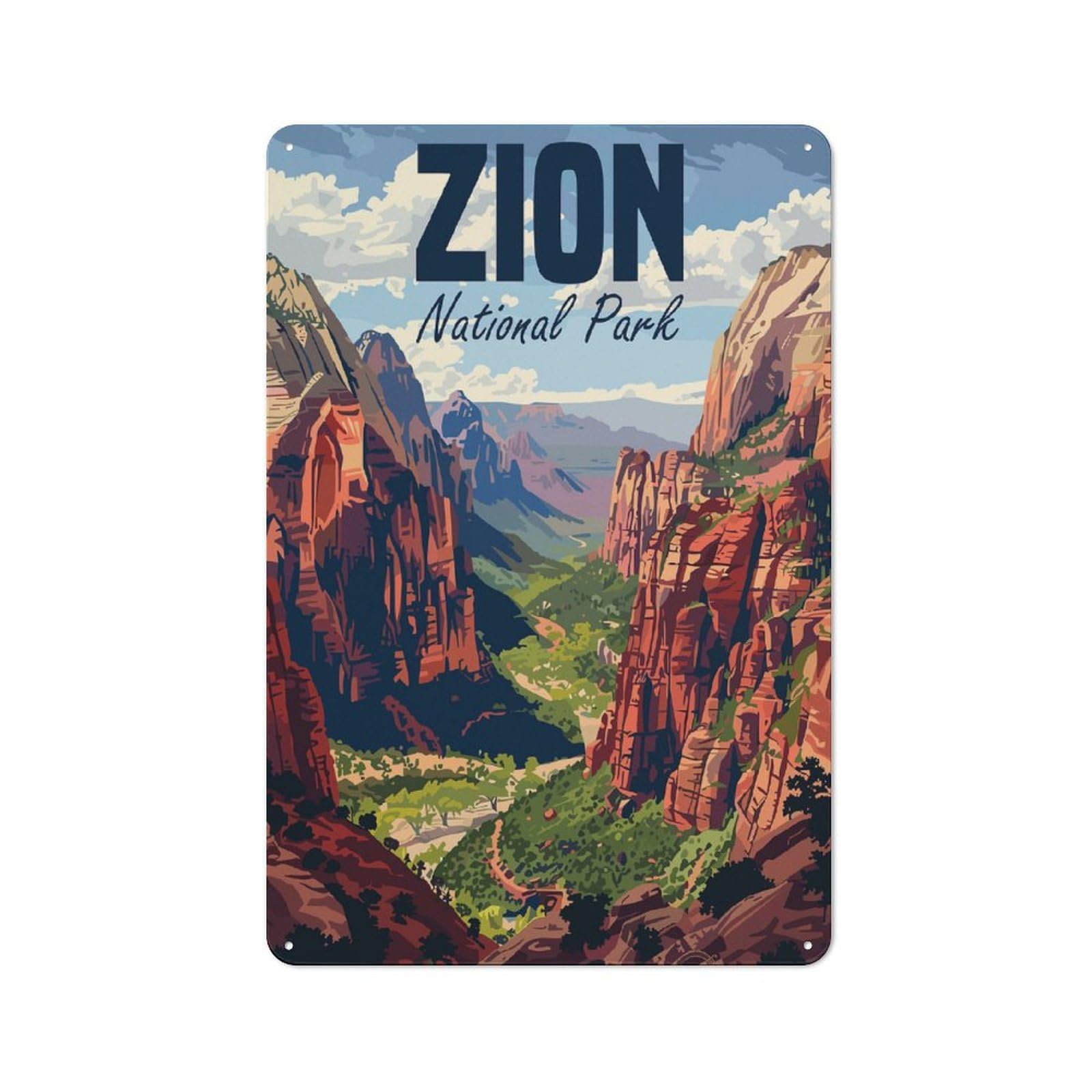 Junmoney Zion National Park 30X20cm Rustic Metal Sign With For Kitchen Or Home Bar, For Metal Sign Collectors, For Garage And Workshop Walls