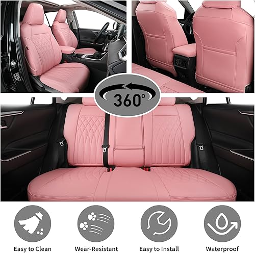Vista 15 de EKR - Juego completo de fundas de asiento de cuero para automóvil de ajuste personalizado (color negro)
