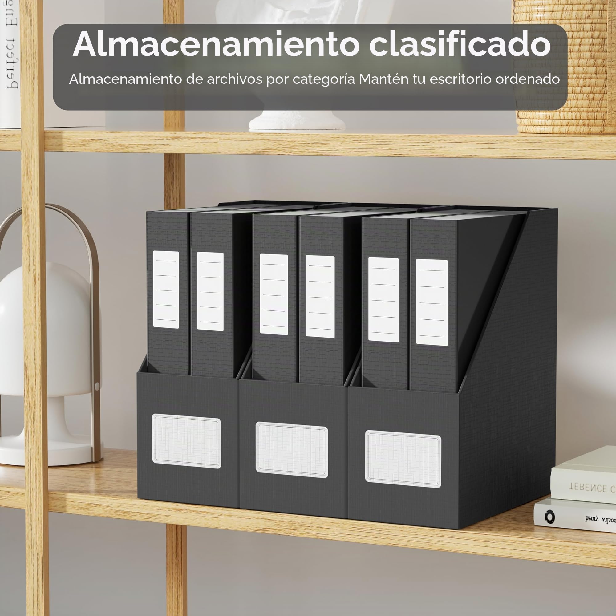 JIAWEI Revistero A4, 3 unidades, cartón extra resistente 1800 g/m, 10,5 cm, negro