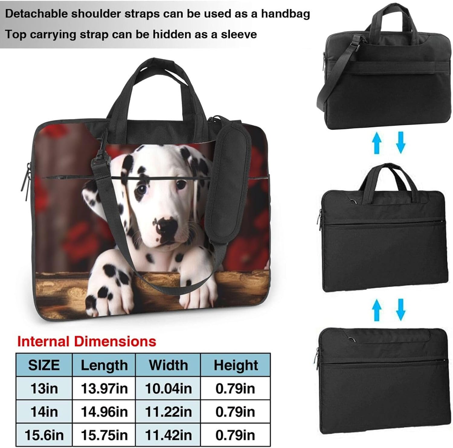 dalmatian puppy Laptop Bag for Men Women, Shockproof Protective Computer Bag Travel Laptop Shoulder Bag