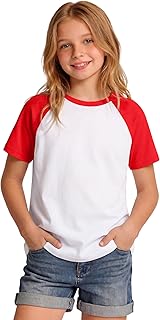 Girls Raglan T-Shirts Short Sleeve Tee Top Baseball Shirts for Girl | Raglan Tee Tops, Color Blocking