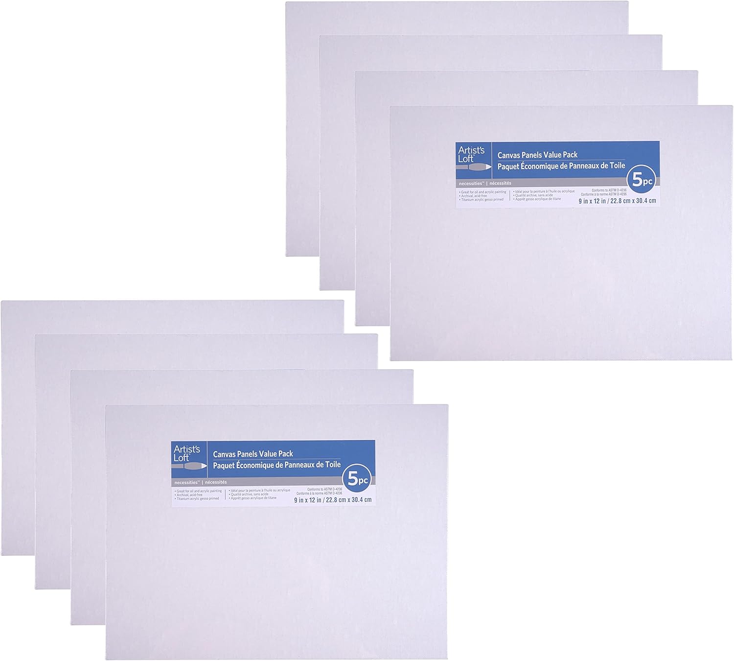 8 Packs: 5 ct. (40 total) 9”; x 12”; Value Pack Canvas Panel by Artist's Loft® Necessities™