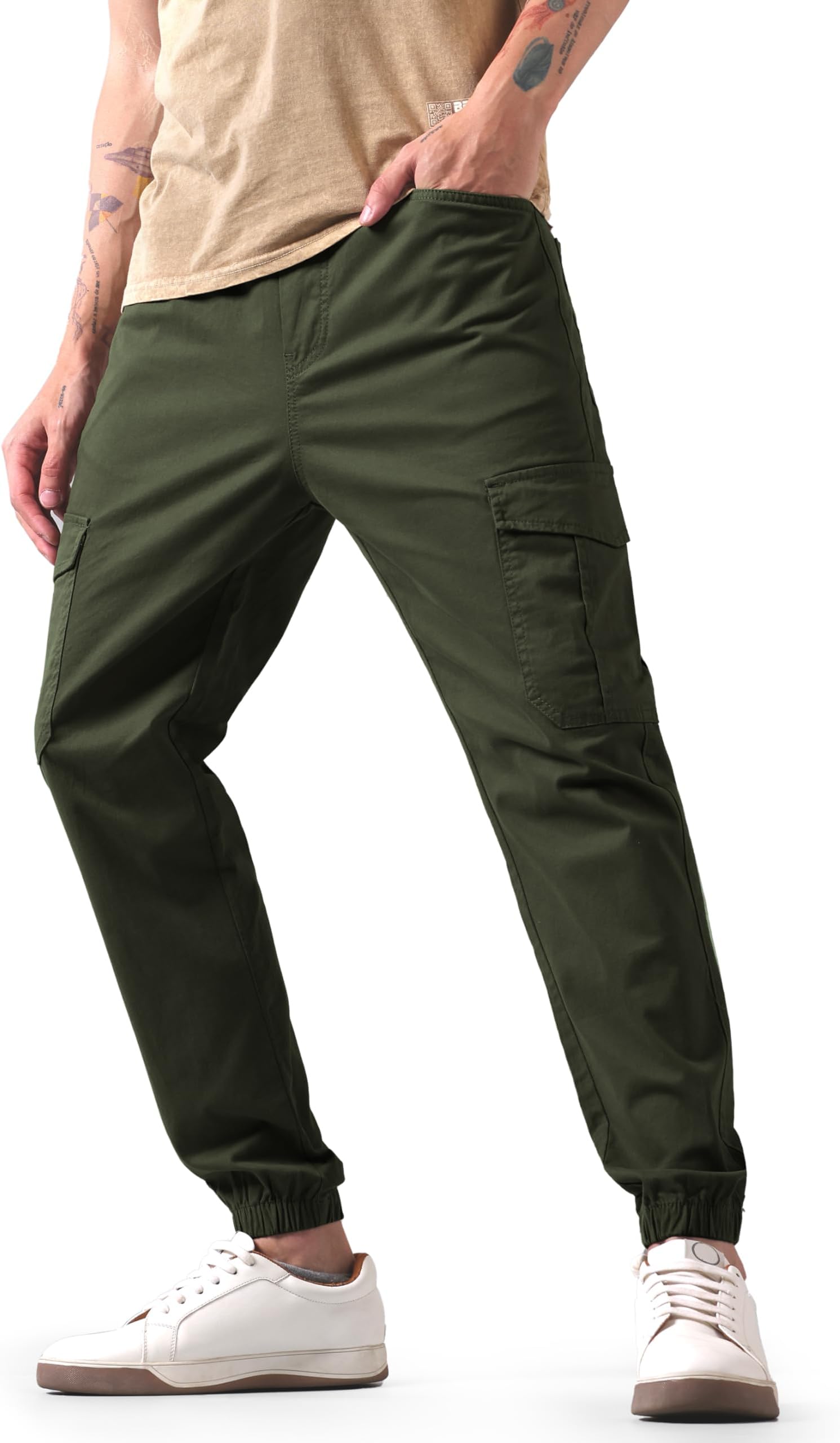 Beyoung Solid Cotton Cargo Joggers for Men