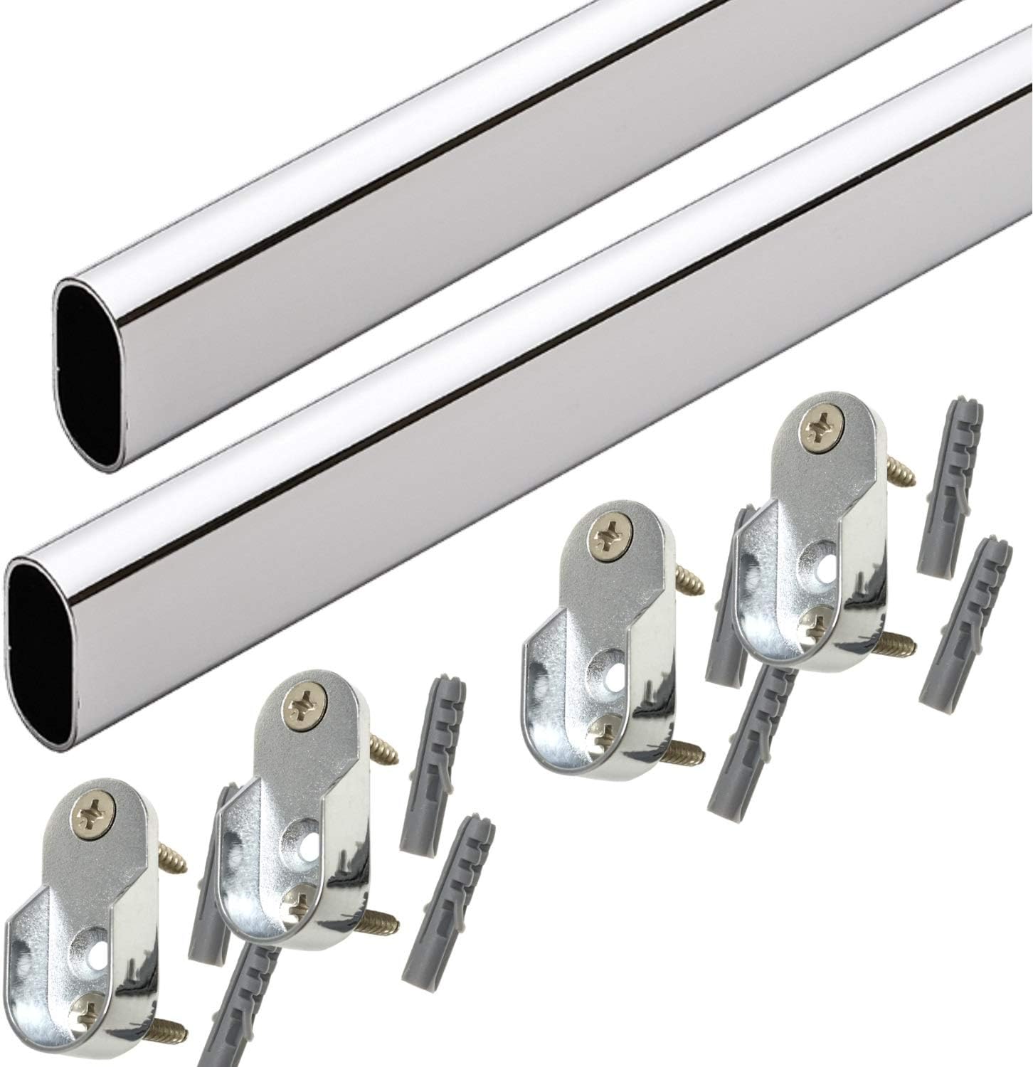 Oval Closet Rod with End Supports (MATTE BLACK 36 inch