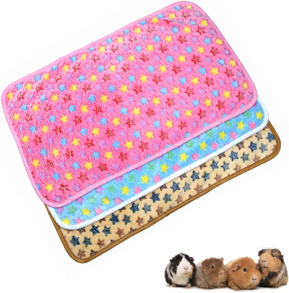 IAIGOGO 3 Pack Guinea Pig Blanket Small Pet Soft Warm Fleece Pad Sleep Mat Hamster Bed Cover Flannel Throw Bath Towel for Ferrets…