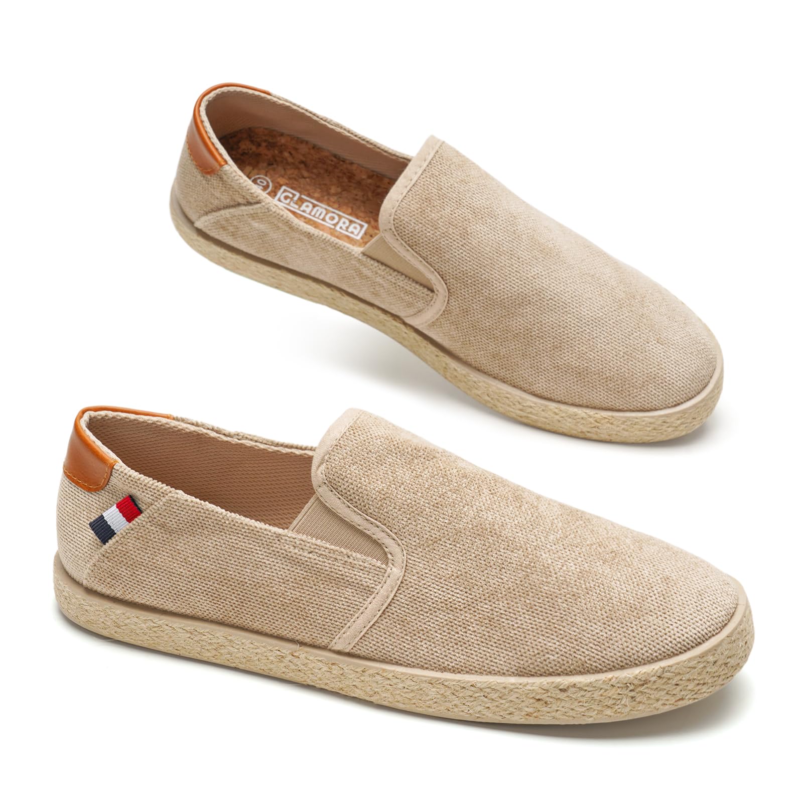 GLAMORA Espadrilles Homme Toile Respirante Slip on Été Léger Confort Chaussures Plates Semelle Corde Antidérapante Casual Élégant Mode Ville Ajustement Souple Durable