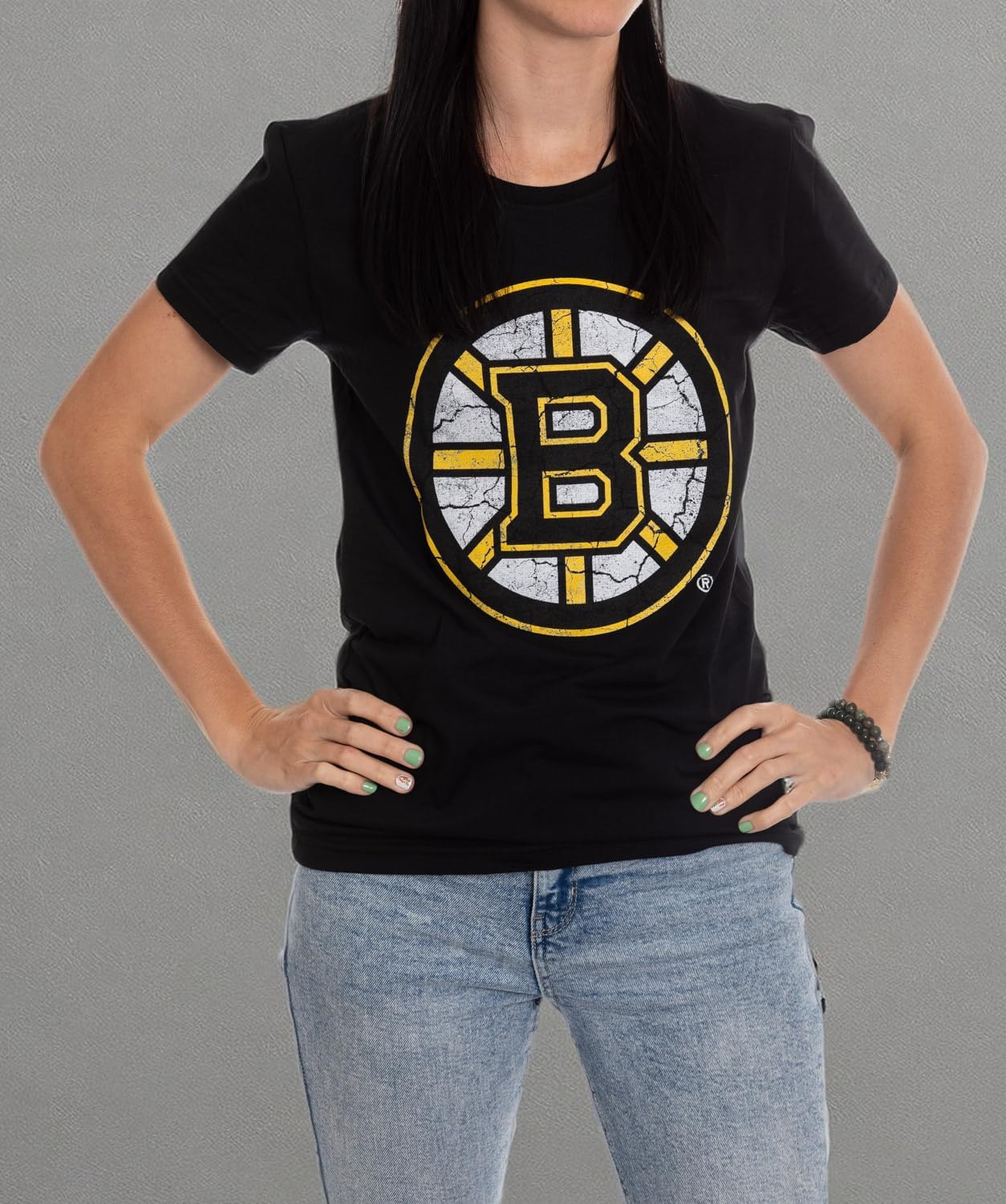 Calhoun NHL Surf & Skate Women's Distressed Print Fitted Crew Neck Premium T-Shirt (Edmonton Oilers, X-Large) — view 7