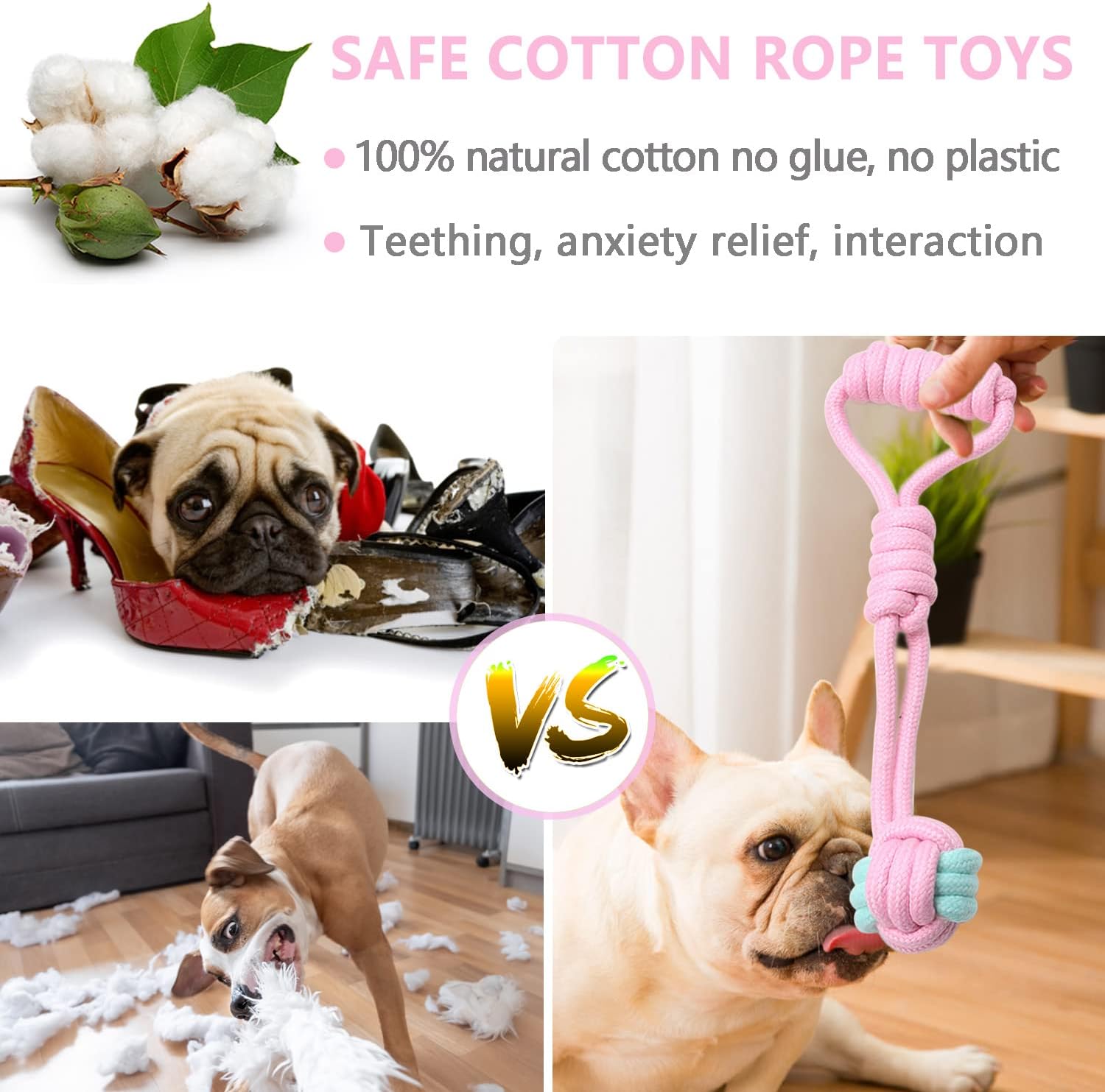 Puppy Teething Chew Toys for Small Dogs - Interactive Rope Toy, Balls, Ring, and Storage Basket (C)