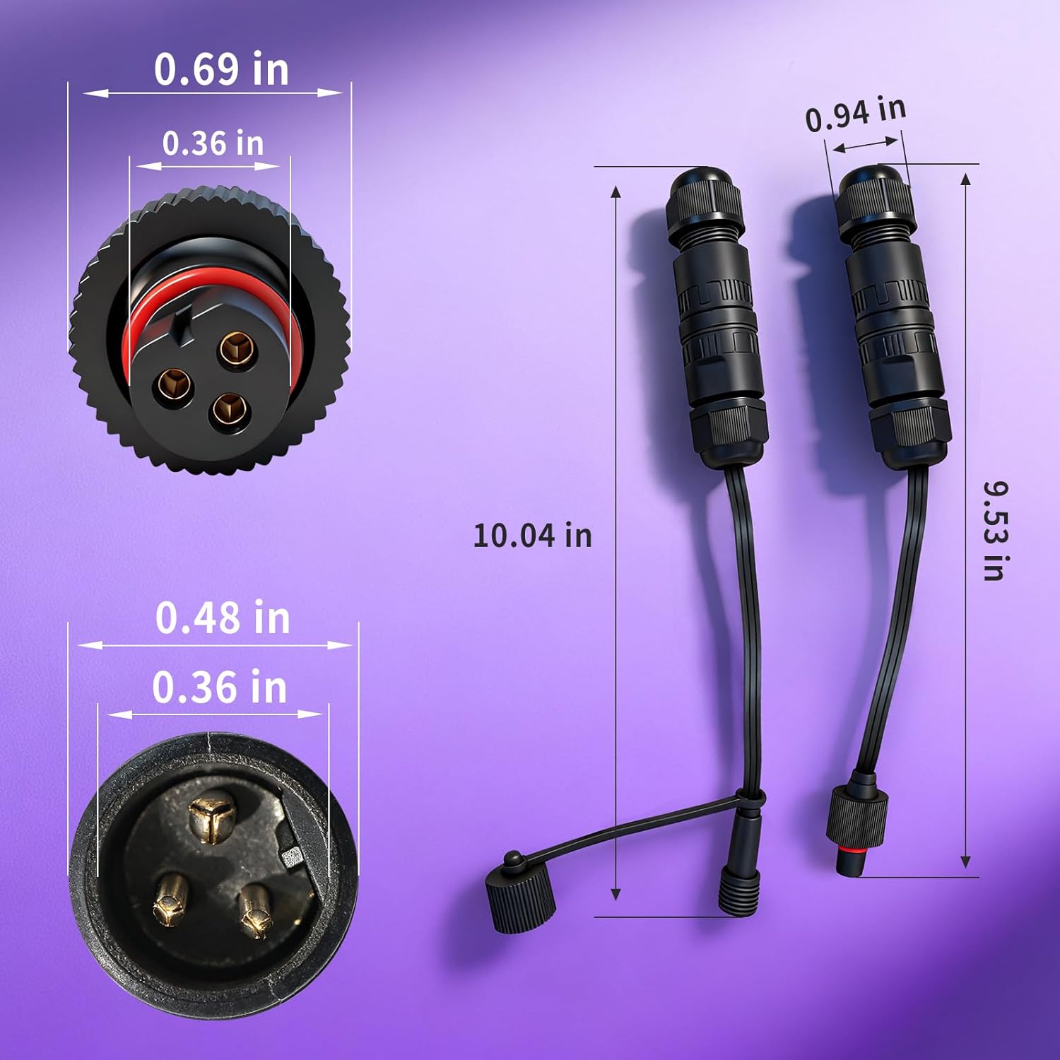 IP68 Waterproof Wire Connector for Govee Permanent Lighting Extension Cable for Patio Garden Roof Decorations for Spot String Lights Repair – Durable & Waterproof(Black)