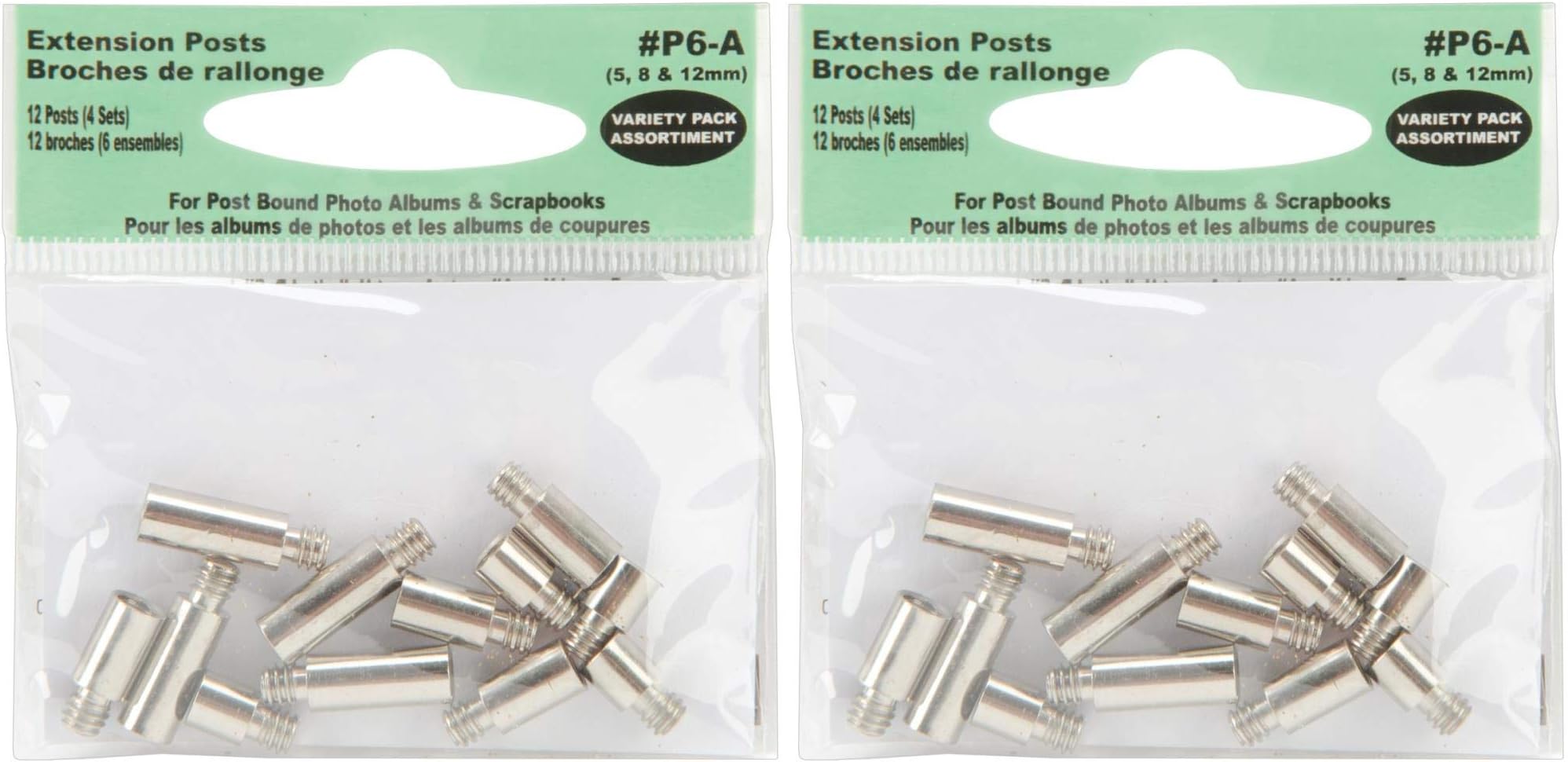 Pioneer P6A Extra Variety Pack 5, 8, 12mm Extension Posts (6 Sets) f/All Post Bound Albums (2 Pack)