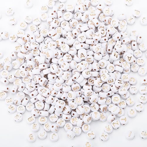 Miniatura 2 de 1000 cuentas acrílicas de letras pequeñas, cuentas redondas de letras acrílicas coloridas del alfabeto para hacer joyas, cuentas del alfabeto (Bj