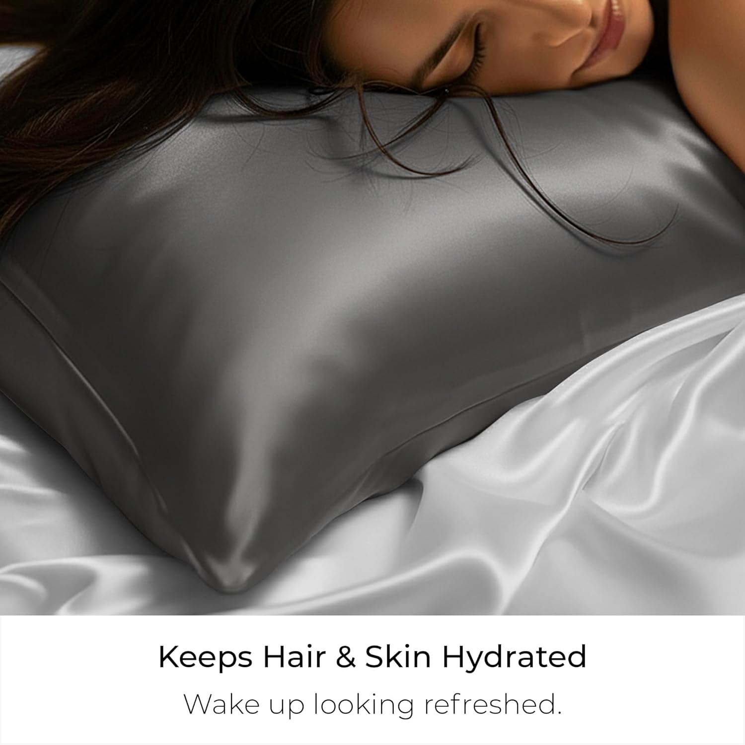 Mellanni Pure Silk Pillowcase King Size - Perfect for Hair and Skin, Preventing Wrinkles - Easy Care - Naturally Cooling Silk Pillow Cover with Hidden Zipper (King, Dark Gray)