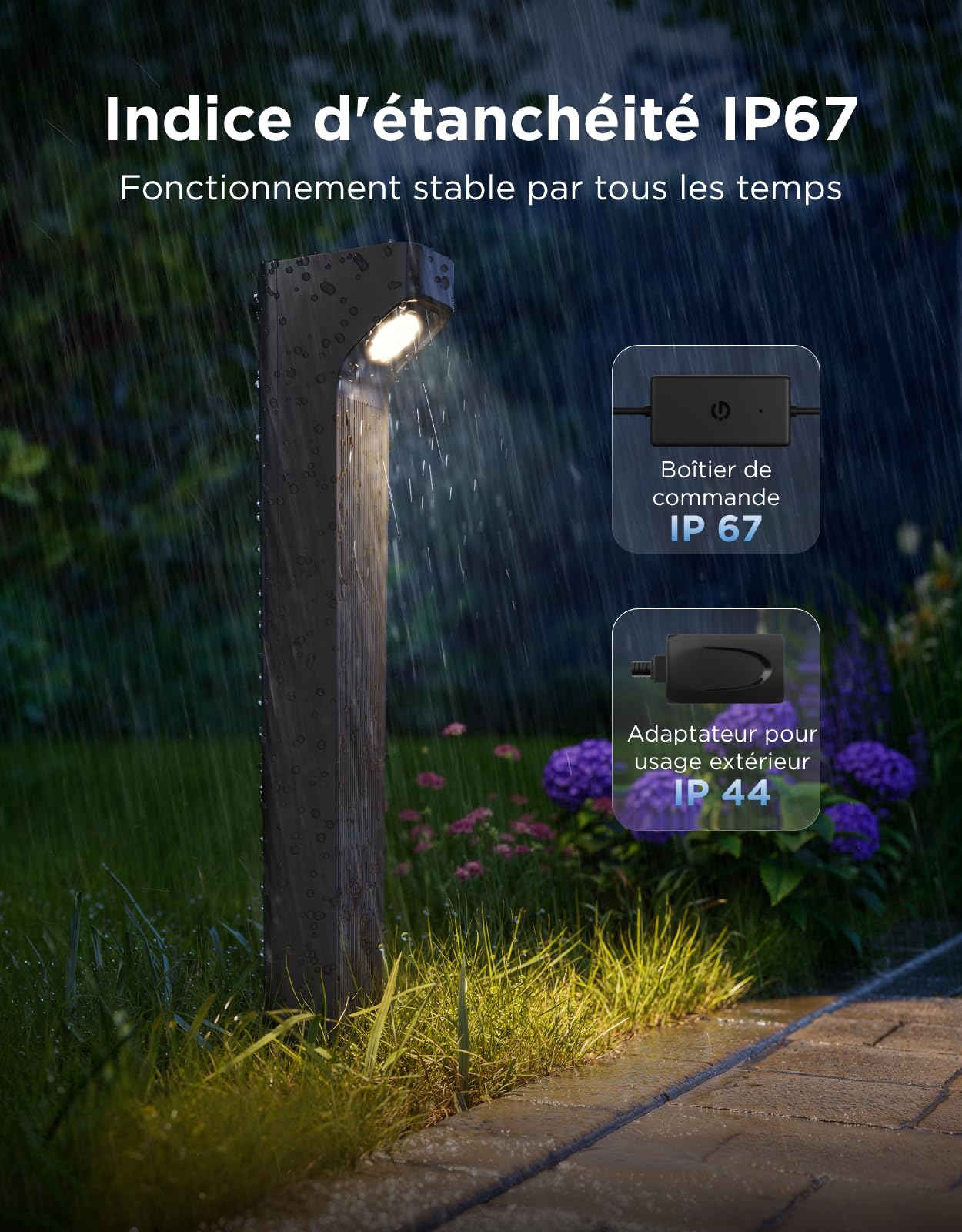Govee Luminaires d'Allée Extérieurs 2 Lite RGBWIC, Éclairage de Jardin Intelligent avec Indice d'Étanchéité IP67, Compatible avec Matter, Alexa et Google Assistant, Éclairage pour chemins pour Allée