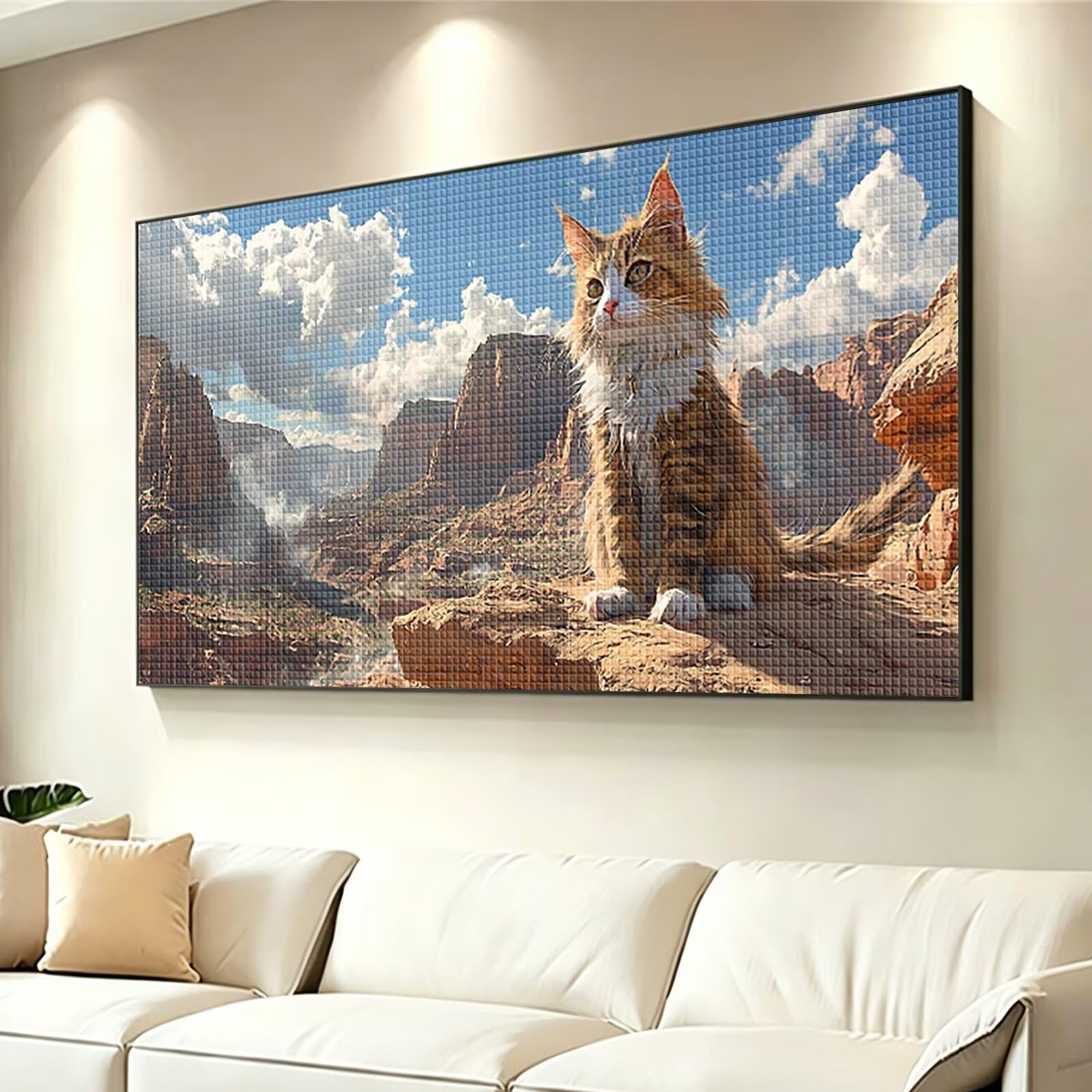 Diamond Painting Adultos Animal Pintura Diamante, Gato Diamond Painting 5D Completo, DIY Cuadrado Cristal Bordado Punto de Cruz Cuadros de Diamantes para Decoracion Hogar, Regalo Mujer 180x90cm 0J-220