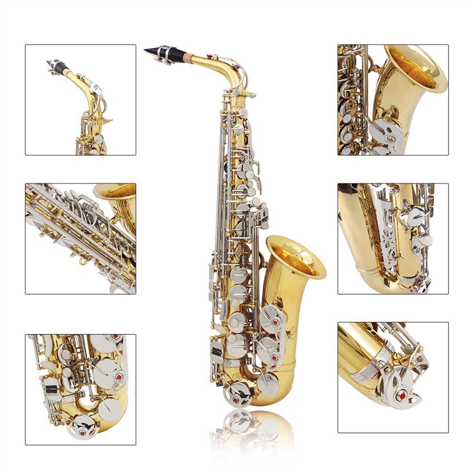 Sassofoni Sassofono Contralto Sax Ottone Lucido inciso Mi bemolle Mi bemolle Guscio Bianco Naturale Bottone Strumento a fiato