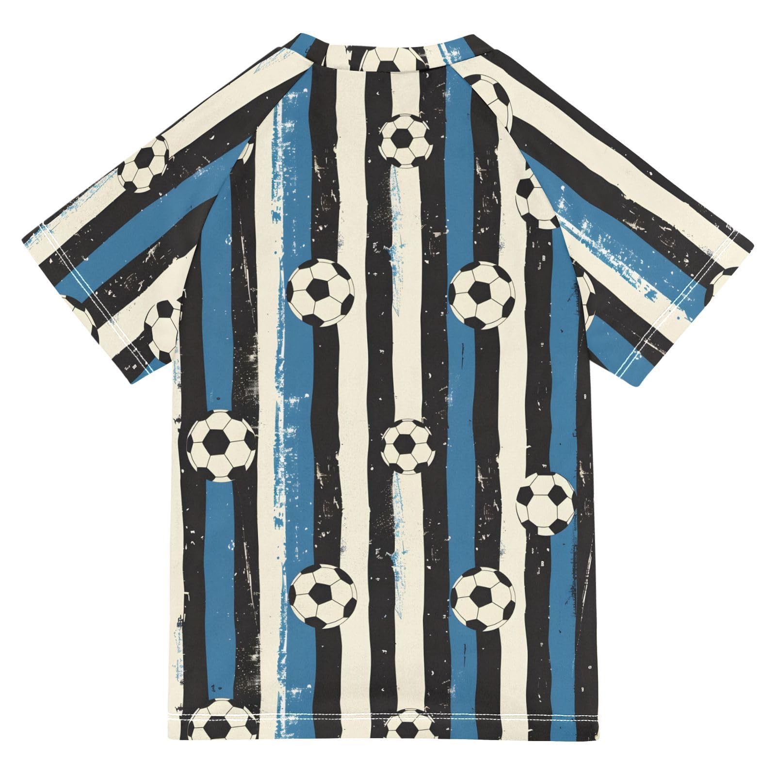 Boys Rash Guard Short Sleeve Swim Shirts for Boys Soccer Stripes Sun Protection 7-8T