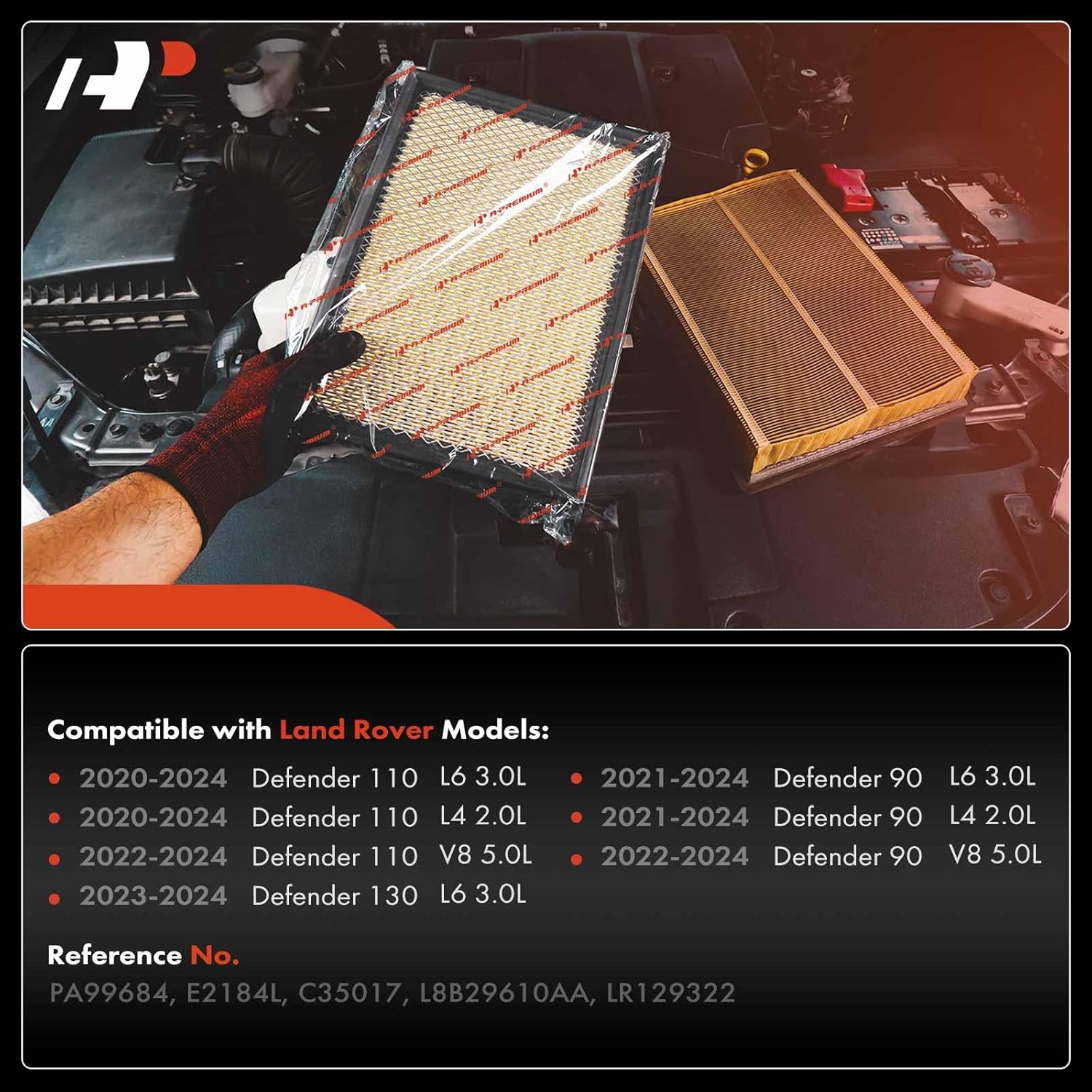 A-Premium 2-PC Engine Air Filter Compatible with Land Rover 2021-2024 Defender 90, 2020-2024 Defender 110, 2023-2024 Defender 130