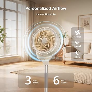 Rechargeable Smart Pedestal Fan, 20dB Quiet 360 Oscillating Fan | DC Motor Wi-Fi App & Remote Control, 6 Speeds, 8-12Hrs Built-in Battery, Height Adjustable fan for Bedroom Patio Travel