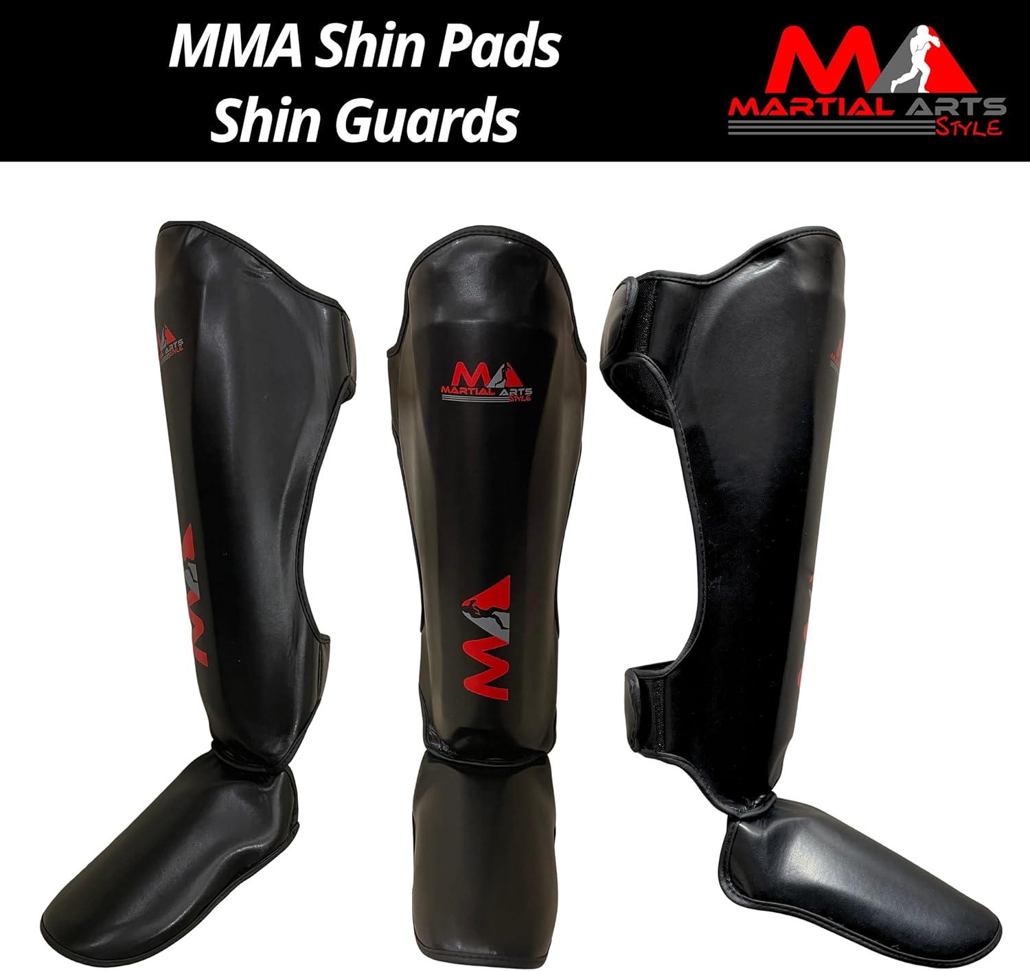 Muay Thai Shin Guards, Shin Pad for Martial Arts, Kick Boxing Leg Instep Protection Pads for Sparring, MMA Kickboxing Taekwondo Professional Training Equipment Gear Medium