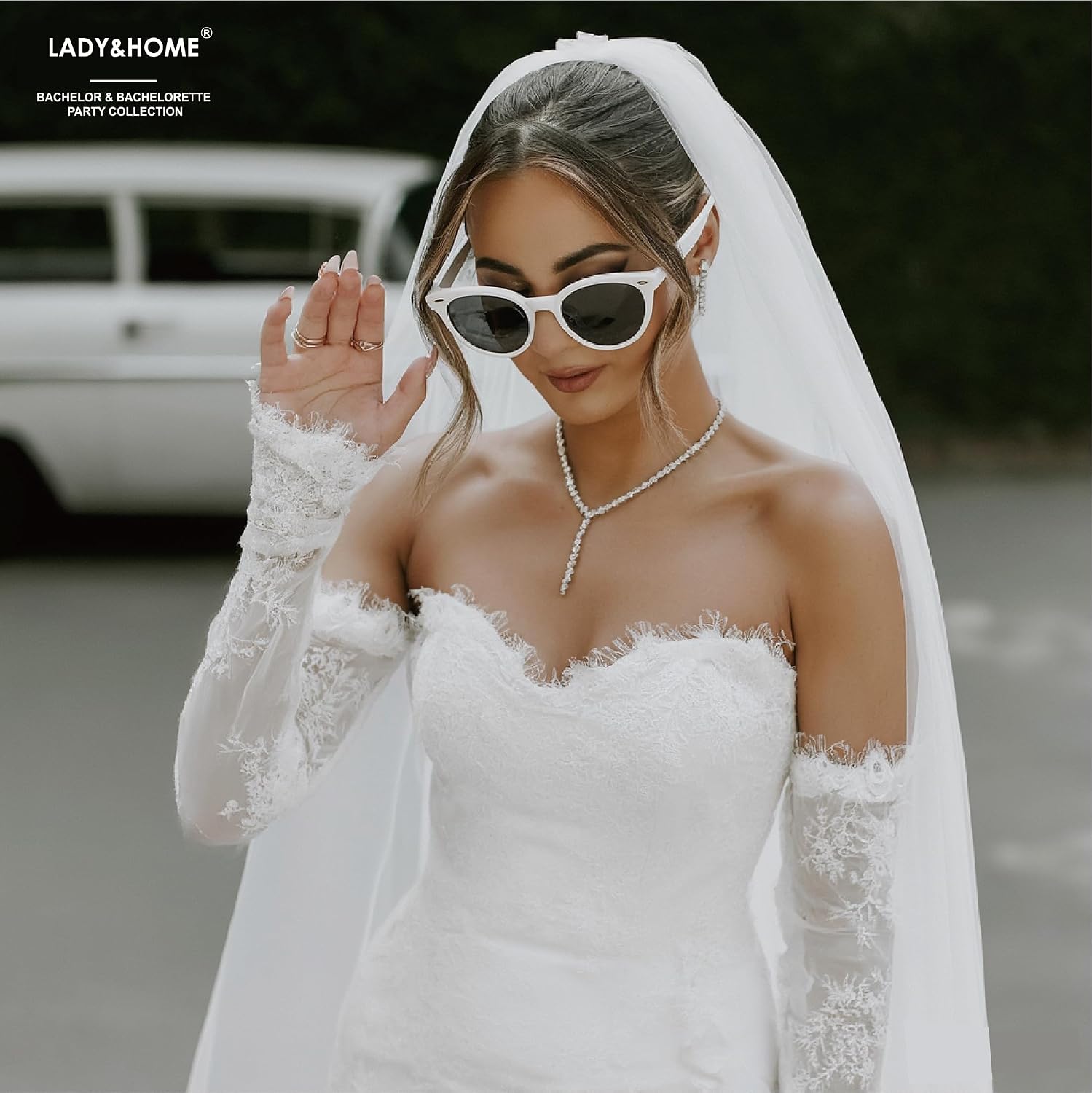 LADY&HOME Bachelorette Party Cat Eye Sunglasses - Bridesmaid & Bridal Shower Supplies, 10pcs Round Weddings Sunglasses