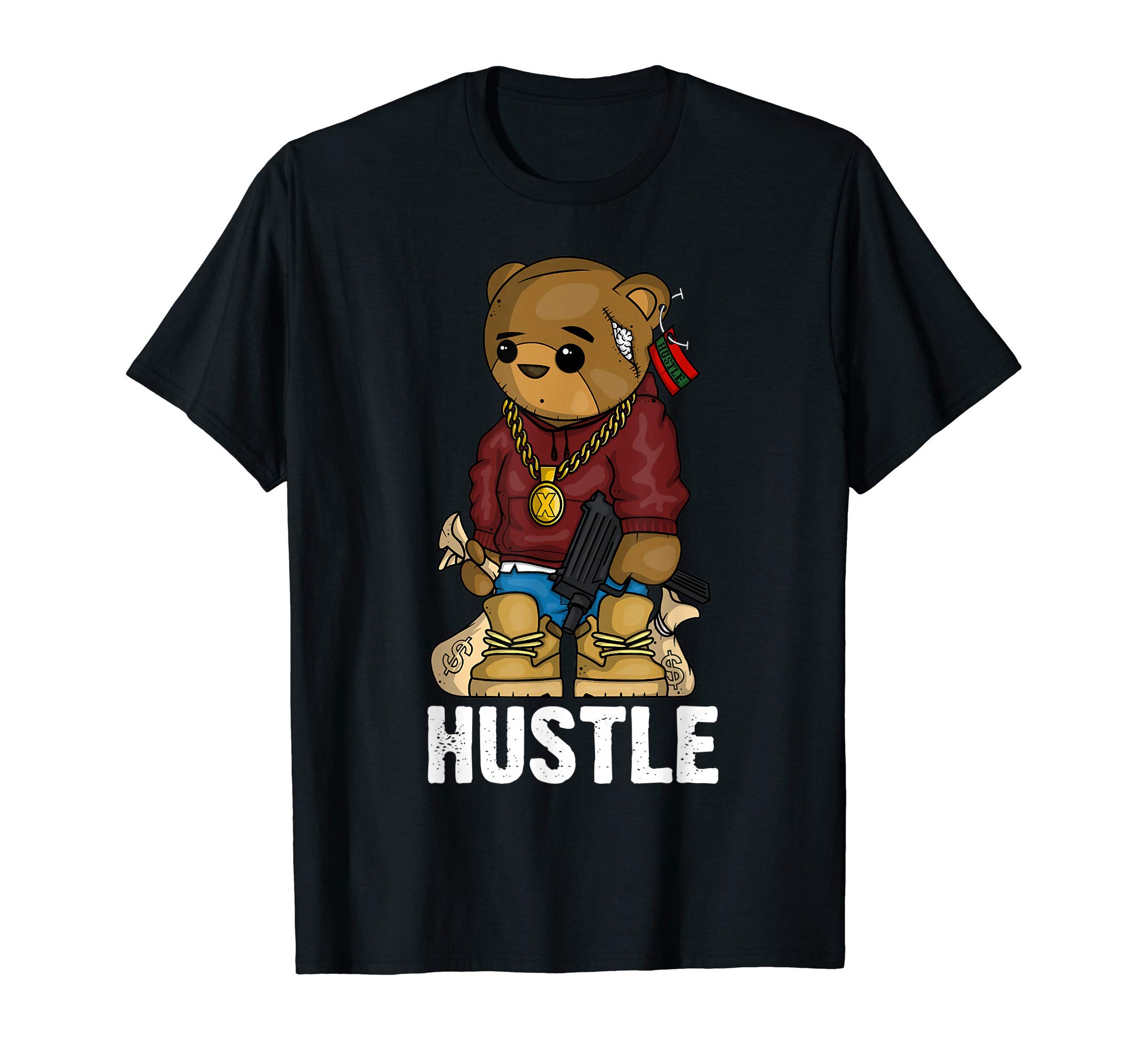Hustle 247 Gang Ster Teddy Bear Clothing ShirtHip Hop Teddy Bear Hustle Gun Get Money Rap Music Lover Gift T-Shirt